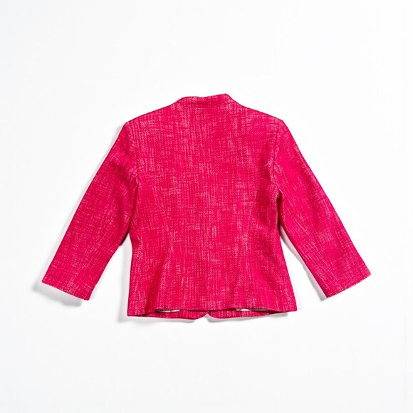 Banana Republic Pink Cotton Tweed Blazer One Button 3/4 Sleeve Women's Size 6 - Picture 3 of 6
